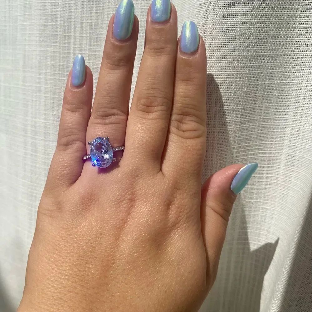 Stunning oval cubic zirconia engagement ring